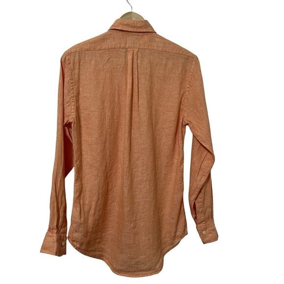 Brooks Brothers Mens 100% Irish Linen Button Up Shirt Size S Orange Preppy - Picture 2 of 7